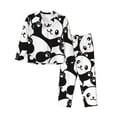 thumbnail image 1 of Kll Seamless Pattern Cute Panda Print Women'S Long Sleeve Pajamas With Pants Sleepwear Loungewear 2 Set-Medium, 1 of 9