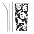 thumbnail image 1 of Kll Seamless Pattern Cute Panda Stainless Stainless Steel Vacuum Insulated Coffee Cup 20 Oz Lids And Straws,1 Metal Straws,1 Cleaning Brush, 1 of 9