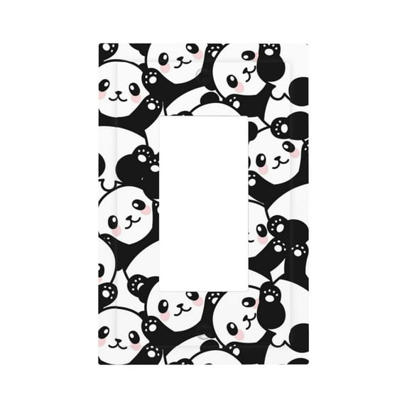 Kll Seamless Pattern Cute Panda Wall Plate,Gloss Finish,Standard Size 1 - 5" X 3", Polycarbonate Thermoplastic,Electric Receptacle Plug Covers