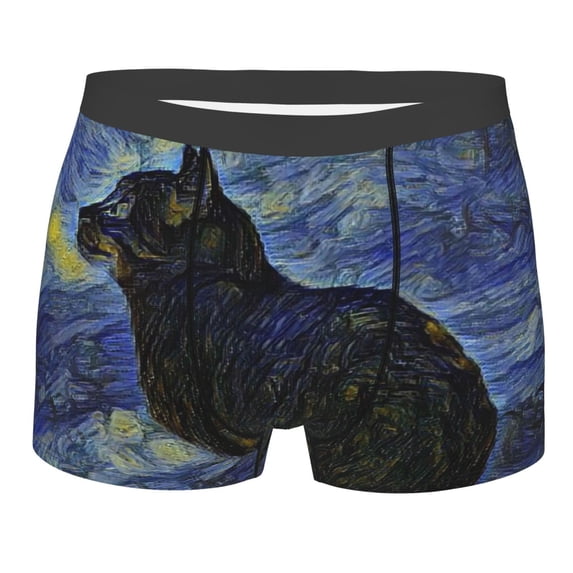 Kll Shambhala Cat In Van Gogh Impressionist Men'S Cotton Boxer Briefs Underwear-X-Large
