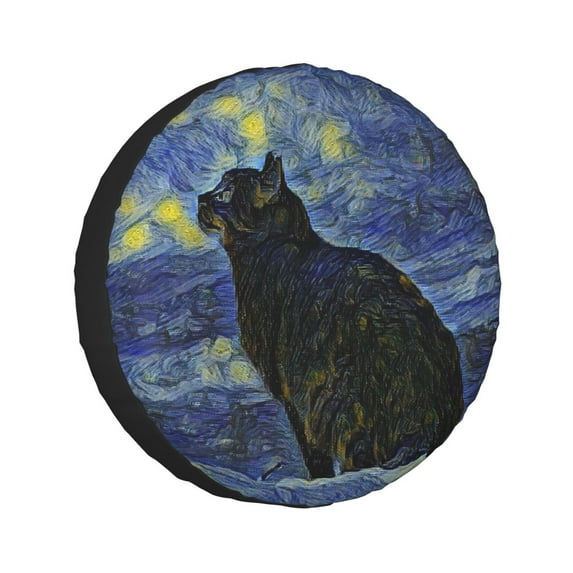Kll Shambhala Cat In Van Gogh Impressionist Tire Cover,Universal Wheel Tire Cover For Trailer, Rv, Suv, Truck,Camper And Many Vehicle,(15 Inch)