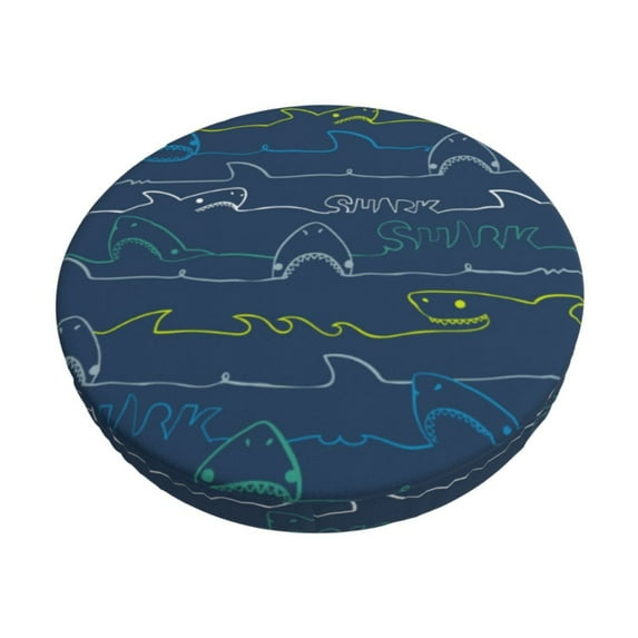Kll Shark Round Bar Chair Cushion Cover 12 Inch,Bar Stool Protector With Elastic, Soft Washable