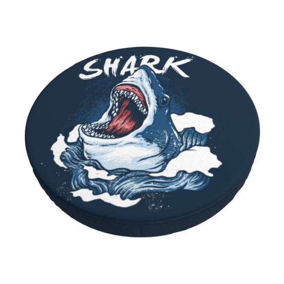 Kll Shark Round Bar Chair Cushion Cover 13 Inch,Bar Stool Protector With Elastic, Soft Washable