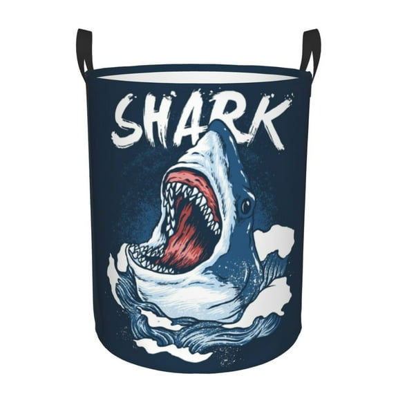 Kll Shark Waterproof Foldable Laundry Hamper Bucket With Handles For Storage Bin,Kids Room,Home Organizer (Small)