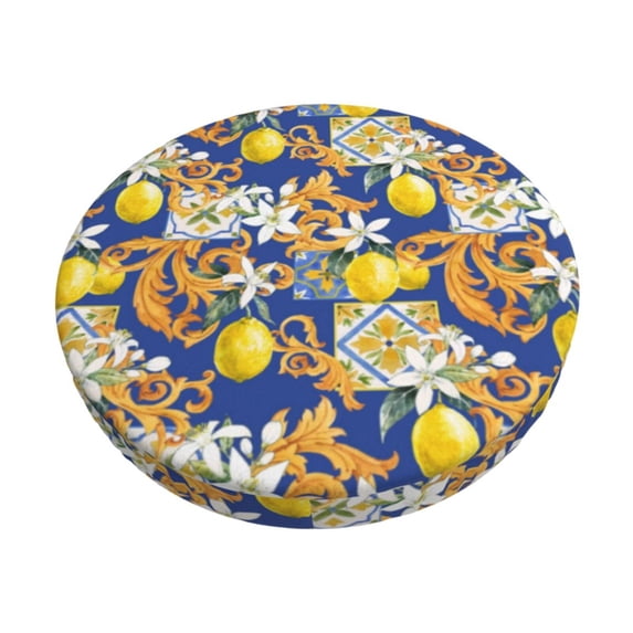 Kll Sicilian Style Round Bar Chair Cushion Cover 13 Inch,Bar Stool Protector With Elastic, Soft Washable