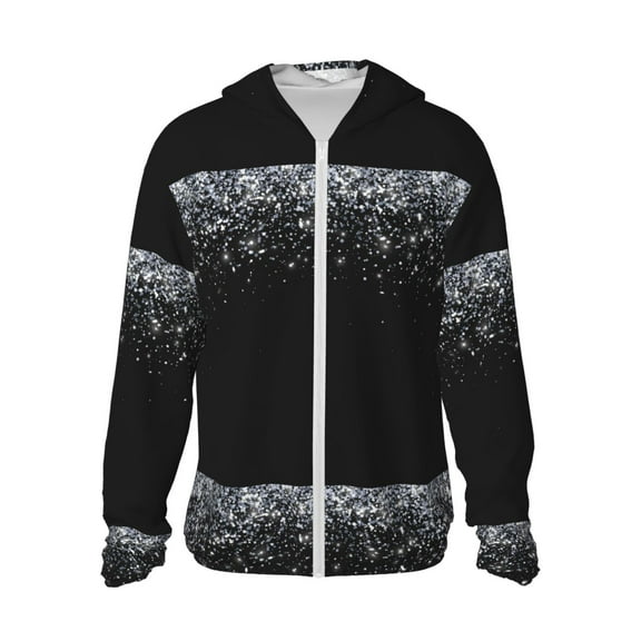 Kll Silver Glitter1 Print Men'S Women’s Upf 50 Sun Protection Outdoor Hoodie Jacket Long Sleeve Fishing Hiking Performance Shirt- X-Large