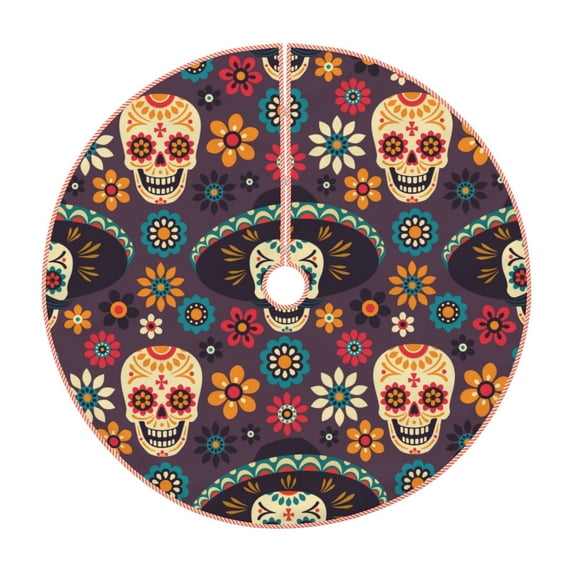 Kll Skulls And Flowers Christmas Tree Skirt 36",Party Decorations Farmhouse For Christmas Decorations Holiday Party
