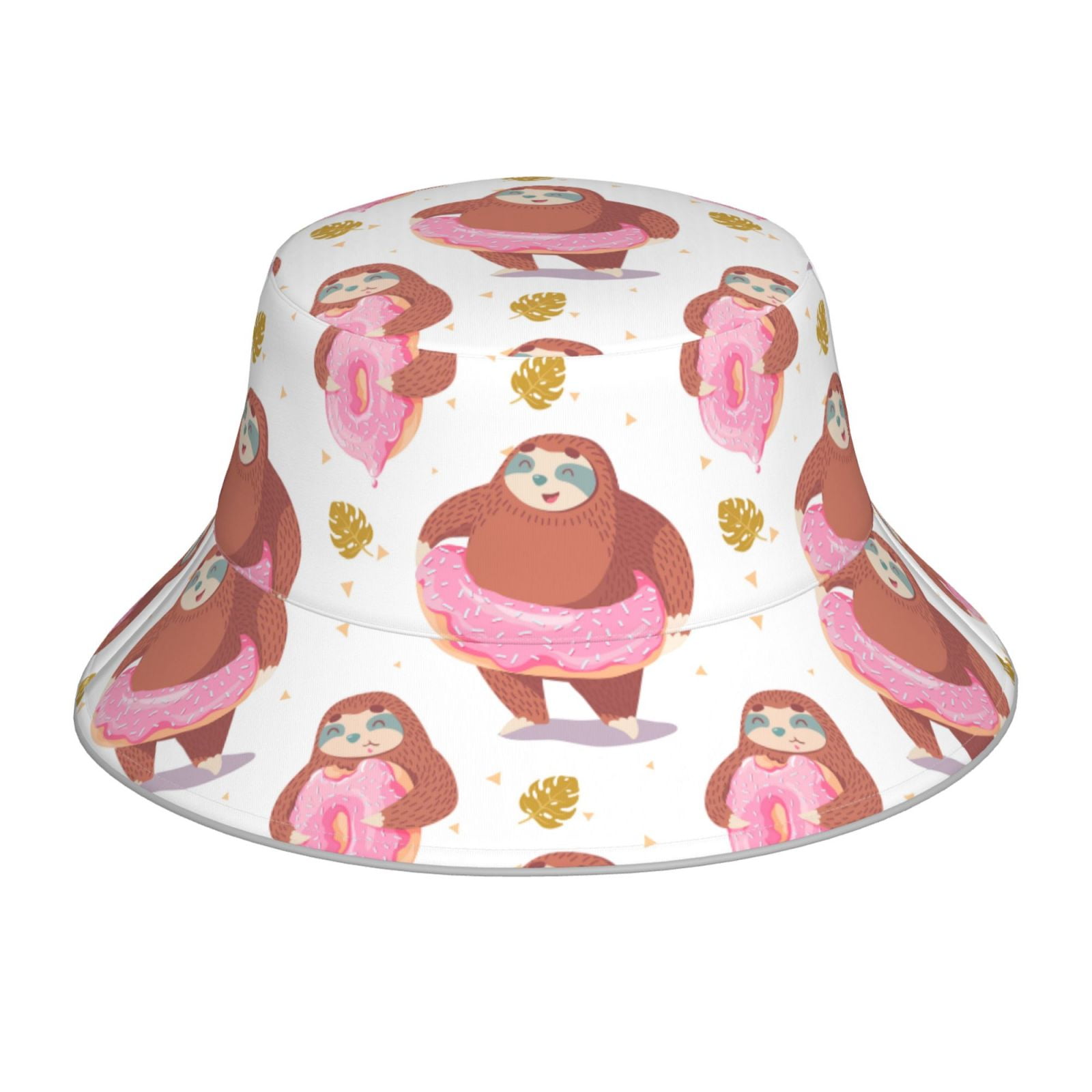 Kll Sloth With Donuts1 Bucket Hat For Women Men Packable Travel Beach ...