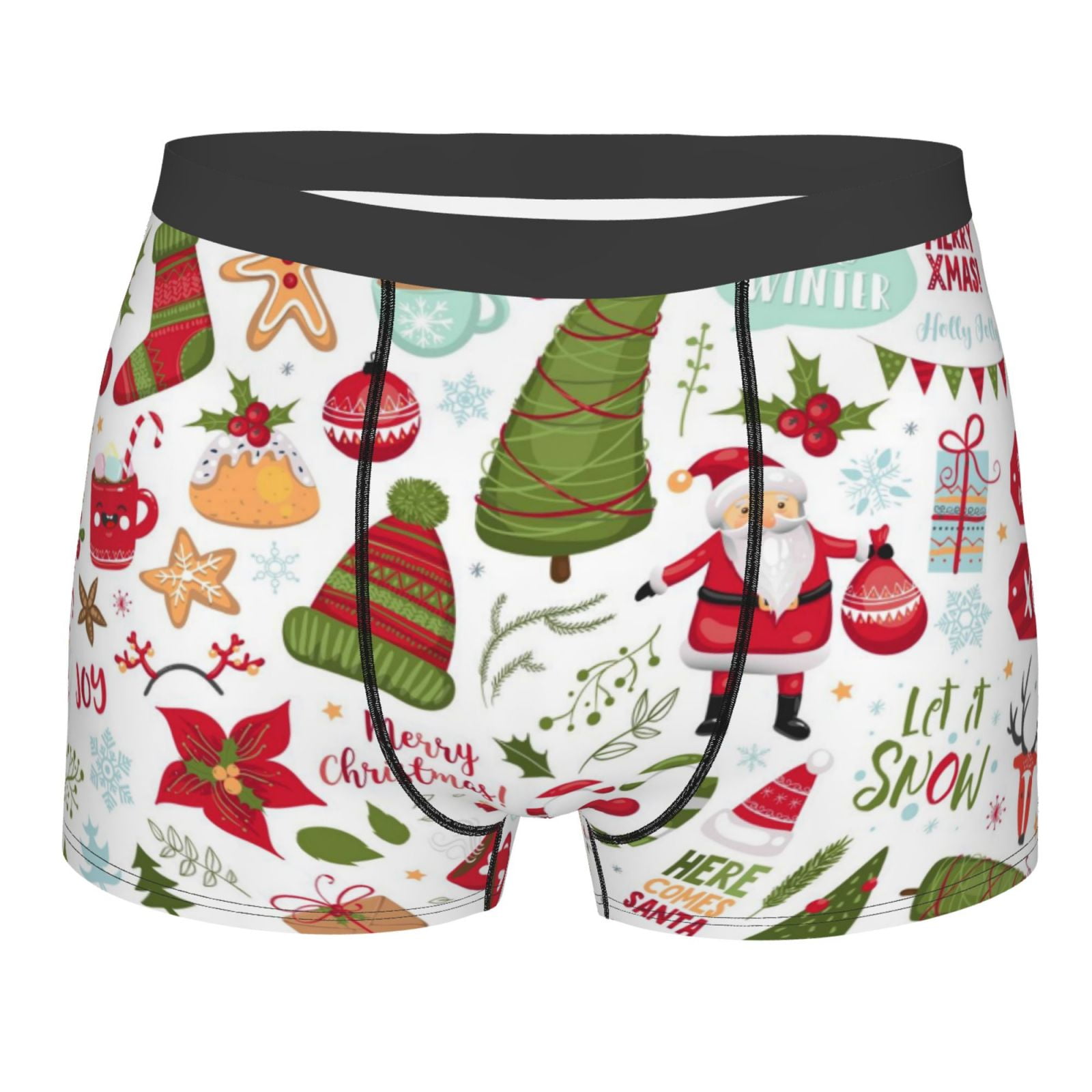 Kll Snowflakes Santa Claus Christmas Tree Men'S Cotton Boxer