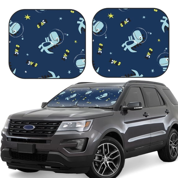 Kll Space Dinosaur Windshield Sun Shade 2-Piece Foldable Car Front Window Sunshade For Most Sedans Suv Truck- Small