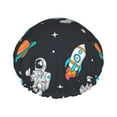 thumbnail image 1 of Kll Space Pattern Shower Cap & Bath Cap For Women,Reversible Oversized Waterproof Shower Caps For All Hair Lengths,Elastic Reusable Bathing Hair Cap, 1 of 9