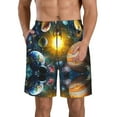 thumbnail image 1 of Kll Space Planet Men'S Casual Summer Beach Shorts Hawaiian Shorts With Pockets-Small, 1 of 9