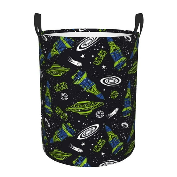 Kll Space Rockets Waterproof Foldable Laundry Hamper Bucket With Handles For Storage Bin,Kids Room,Home Organizer (Medium)