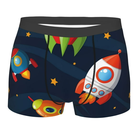 Kll Spaceships And Stars Men'S Cotton Boxer Briefs Underwear-X-Large