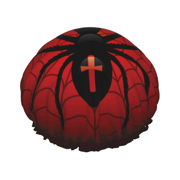 Kll Spider On The Web Pattern Shower Cap & Bath Cap For Women,Reversible Oversized Waterproof Shower Caps For All Hair Lengths,Elastic Reusable Bathing Hair Cap