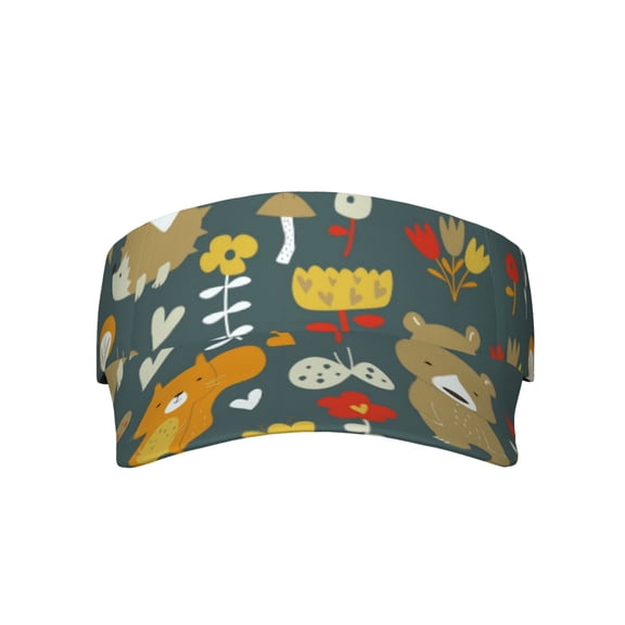 Kll Sport Sun Visor Hats Ball Caps Empty Top Baseball Sun Cap For Men Women-Cute Animal Forest