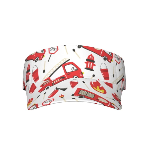 Kll Sport Sun Visor Hats Ball Caps Empty Top Baseball Sun Cap For Men Women-Fire Truck