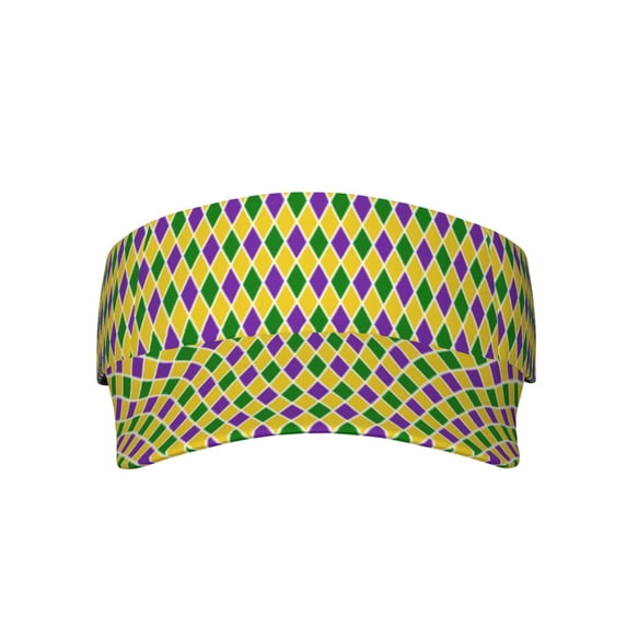 Kll Sport Sun Visor Hats Ball Caps Empty Top Baseball Sun Cap For Men Women-Mardi Gras Purple Yellow Plaid