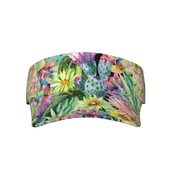 Kll Sport Sun Visor Hats Ball Caps Empty Top Baseball Sun Cap For Men Women-Watercolor Blooming Cactus