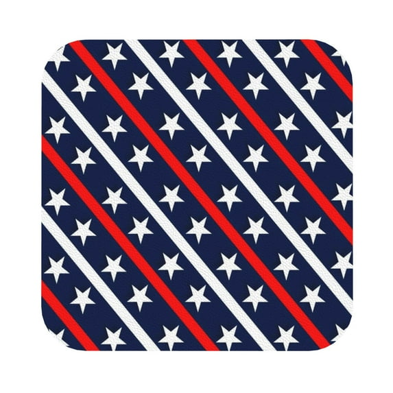 Kll Square Drink Coasters Set Of 4,Pu Leather Absorbent Coasters Set Decorative Coffee Cup Coasters Housewarming Gift For Home Decor-Patriotic Star Pattern