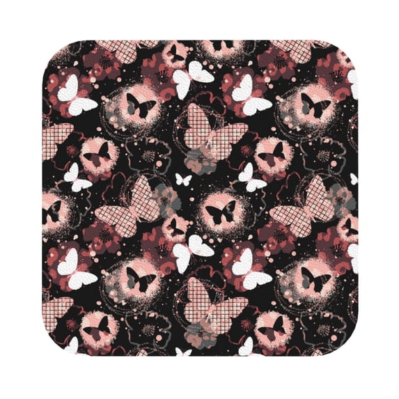 Kll Square Drink Coasters Set Of 4,Pu Leather Absorbent Coasters Set Decorative Coffee Cup Coasters Housewarming Gift For Home Decor-Butterflies1