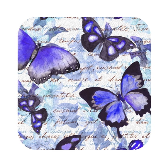 Kll Square Drink Coasters Set Of 4,Pu Leather Absorbent Coasters Set Decorative Coffee Cup Coasters Housewarming Gift For Home Decor-Butterflies