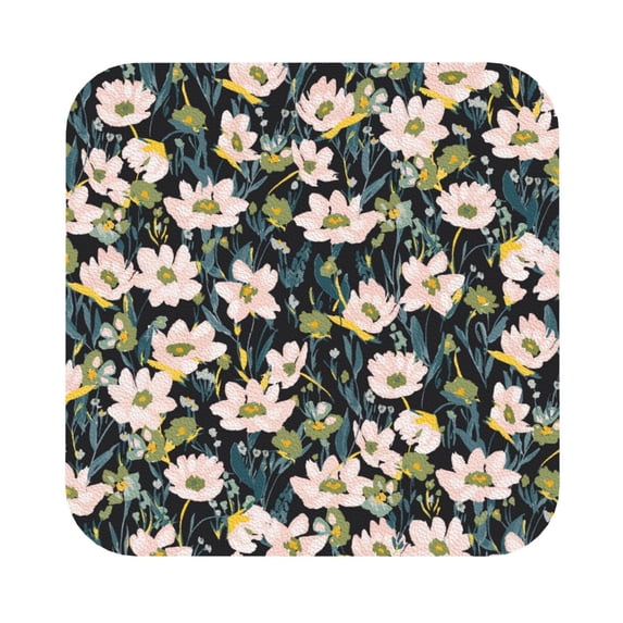 Kll Square Drink Coasters Set Of 4,Pu Leather Absorbent Coasters Set Decorative Coffee Cup Coasters Housewarming Gift For Home Decor-Flowers