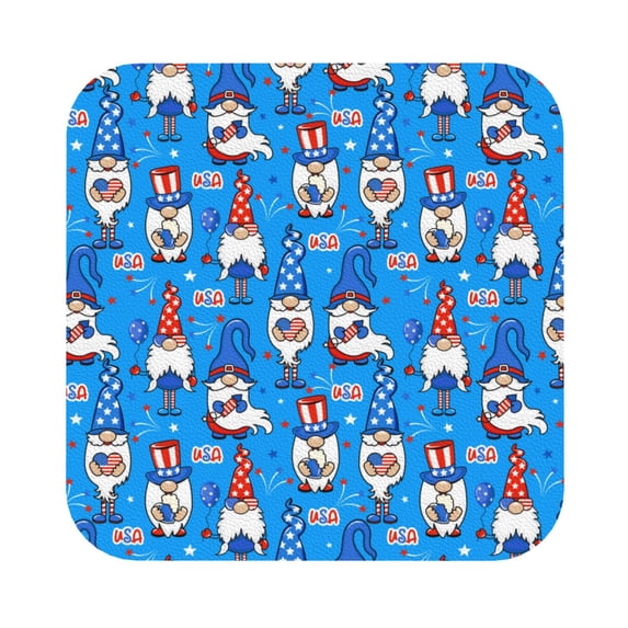 Kll Square Drink Coasters Set Of 4,Pu Leather Absorbent Coasters Set Decorative Coffee Cup Coasters Housewarming Gift For Home Decor-Gnomes In Usa