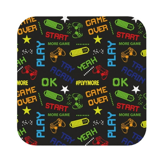 Kll Square Drink Coasters Set Of 4,Pu Leather Absorbent Coasters Set Decorative Coffee Cup Coasters Housewarming Gift For Home Decor-Pixel Game