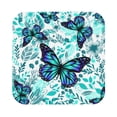 thumbnail image 1 of Kll Square Drink Coasters Set Of 4,Pu Leather Absorbent Coasters Set Decorative Coffee Cup Coasters Housewarming Gift For Home Decor-Blue Floral With Butterflies, 1 of 1