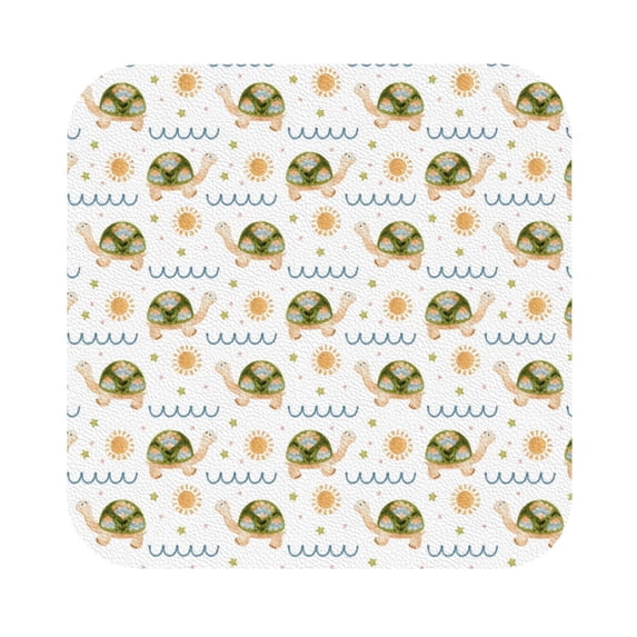 Kll Square Drink Coasters Set Of 4,Pu Leather Absorbent Coasters Set Decorative Coffee Cup Coasters Housewarming Gift For Home Decor-Sea Turtle Basking In The Sun