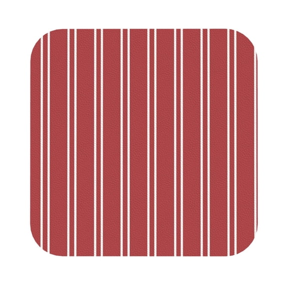 Kll Square Drink Coasters Set Of 4,Pu Leather Absorbent Coasters Set Decorative Coffee Cup Coasters Housewarming Gift For Home Decor-Stripes Red White