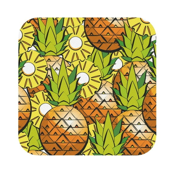 Kll Square Drink Coasters Set Of 4,Pu Leather Absorbent Coasters Set Decorative Coffee Cup Coasters Housewarming Gift For Home Decor-Tropical Summer Fruit