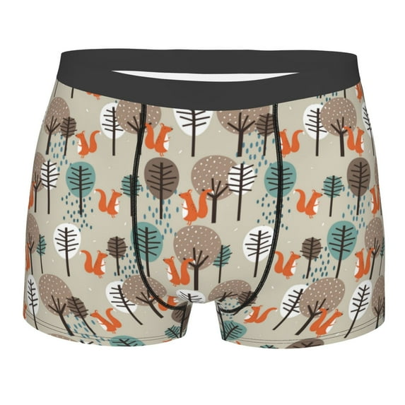 Kll Squirrels And Trees Men'S Cotton Boxer Briefs Underwear-X-Large