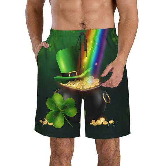 Kll St. Patrick'S Day4 Men'S Casual Summer Beach Shorts Hawaiian Shorts With Pockets-3x-Large