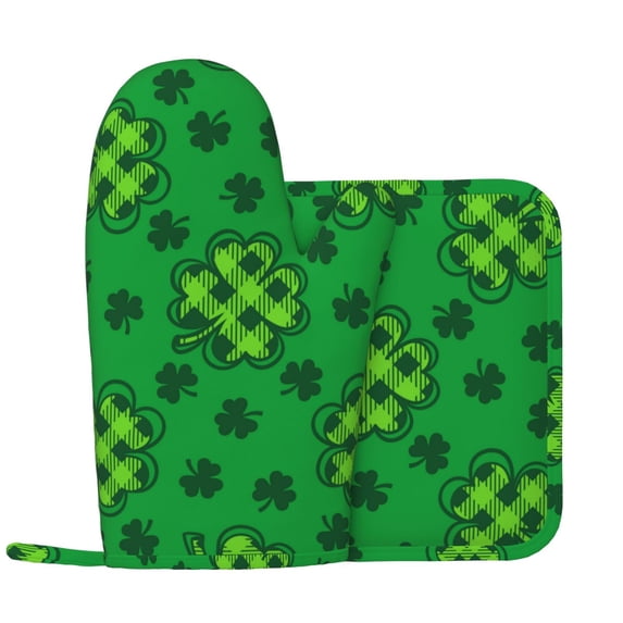 Kll St Patrick'S Day5 Oven Gloves And Pot Holders Grill Gloves - Oven Gloves And Pot Holders, Non-Slip Cooking Gloves With Recycled Pads