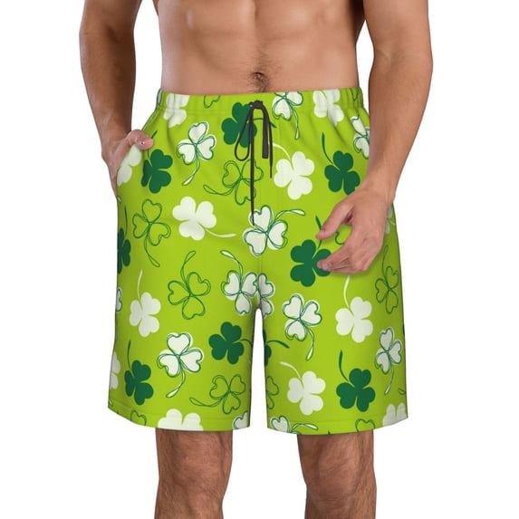 Kll St Patrick'S Day7 Men'S Casual Summer Beach Shorts Hawaiian Shorts With Pockets-Large