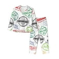 thumbnail image 1 of Kll Stamp Set Collection Print Women'S Long Sleeve Pajamas With Pants Sleepwear Loungewear 2 Set-Xx-Large, 1 of 9