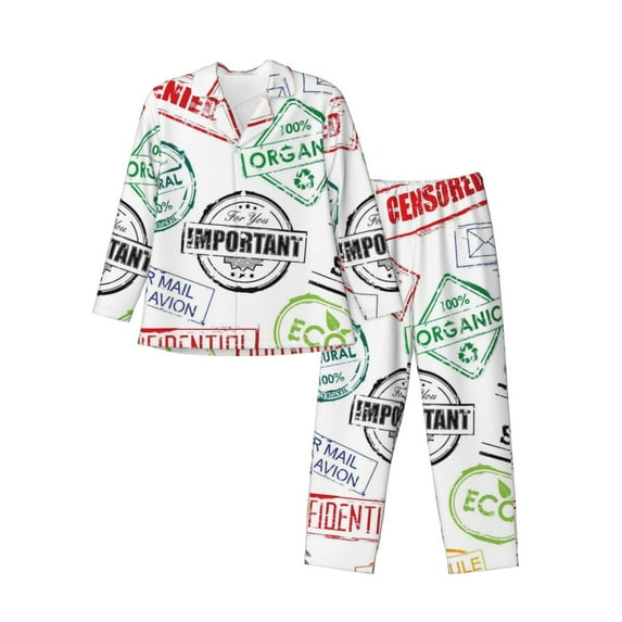 Kll Stamp Set Collection Sleepwear Mens Flannel Pajamas,Long Cotton Pj Set