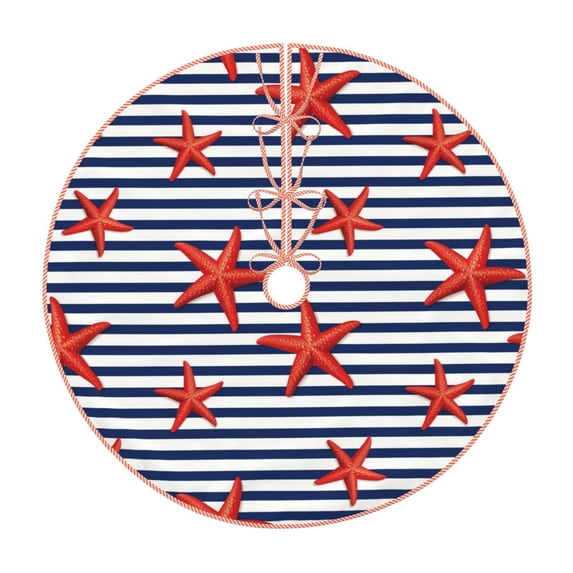 Kll Starfish Navy Blue Stripe Christmas Tree Skirt 30",Party Decorations Farmhouse For Christmas Decorations Holiday Party