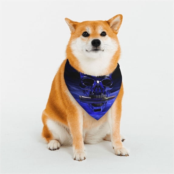 Kll Steel Skull Dog Bandanas,Triangle Reversible Pet Scarf For Small Medium Large And Extra Large Dogs-Large
