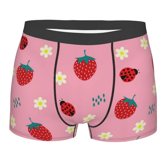 Kll Strawberry And Ladybugs Men'S Cotton Boxer Briefs Underwear-Xx-Large