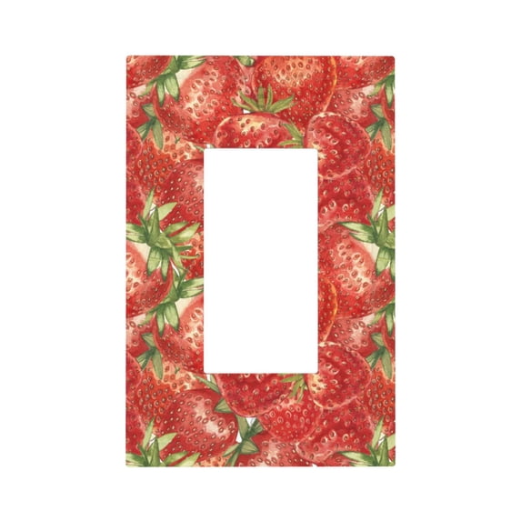 Kll Strawberry Wall Plate,Gloss Finish,Standard Size 1 - 5" X 3", Polycarbonate Thermoplastic,Electric Receptacle Plug Covers