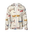 thumbnail image 1 of Kll Striped Vintage Planes Print Men'S Women’s Upf 50+ Sun Protection Outdoor Hoodie Jacket Long Sleeve Fishing Hiking Performance Shirt- Large, 1 of 8