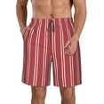 thumbnail image 1 of Kll Stripes Red White Men'S Casual Summer Beach Shorts Hawaiian Shorts With Pockets-3x-Large, 1 of 9