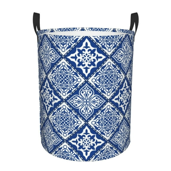 Kll Stylized Flowers Vintage Boho Waterproof Foldable Laundry Hamper Bucket With Handles For Storage Bin,Kids Room,Home Organizer (Medium)