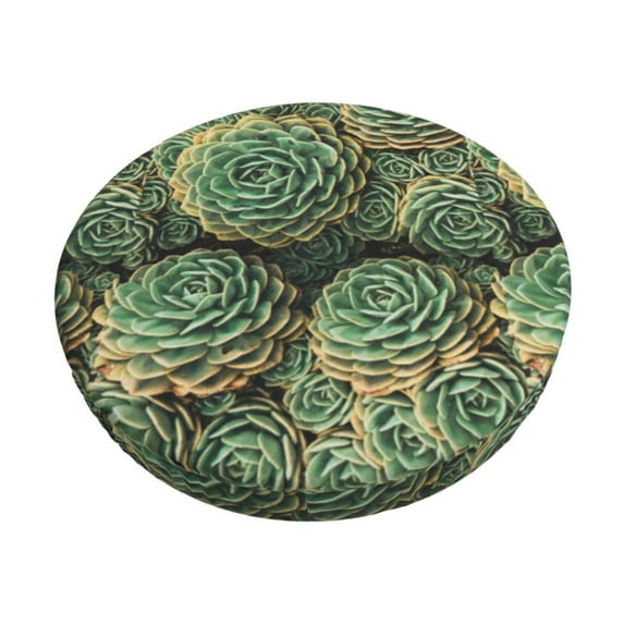 Kll Succulents Round Bar Chair Cushion Cover 13 Inch,Bar Stool Protector With Elastic, Soft Washable