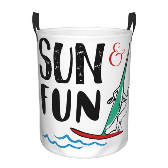 Kll Sun Fun Waterproof Foldable Laundry Hamper Bucket With Handles For Storage Bin,Kids Room,Home Organizer (Medium)