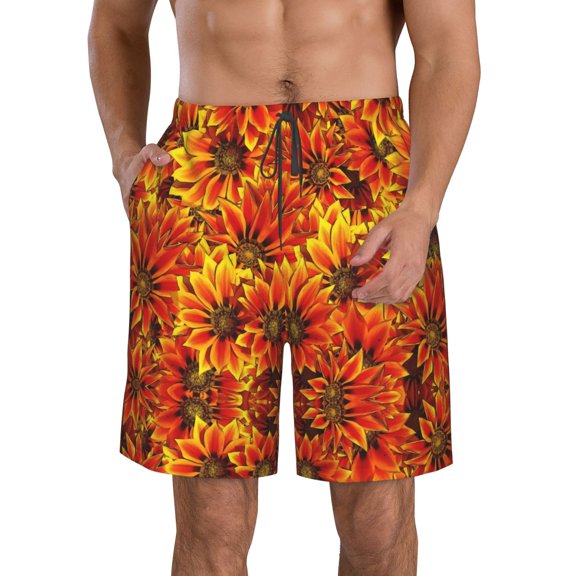 Kll Sunflower Men'S Casual Summer Beach Shorts Hawaiian Shorts With Pockets-Medium