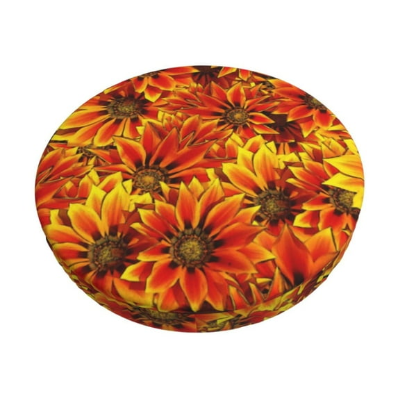 Kll Sunflower Round Bar Chair Cushion Cover 14 Inch,Bar Stool Protector With Elastic, Soft Washable